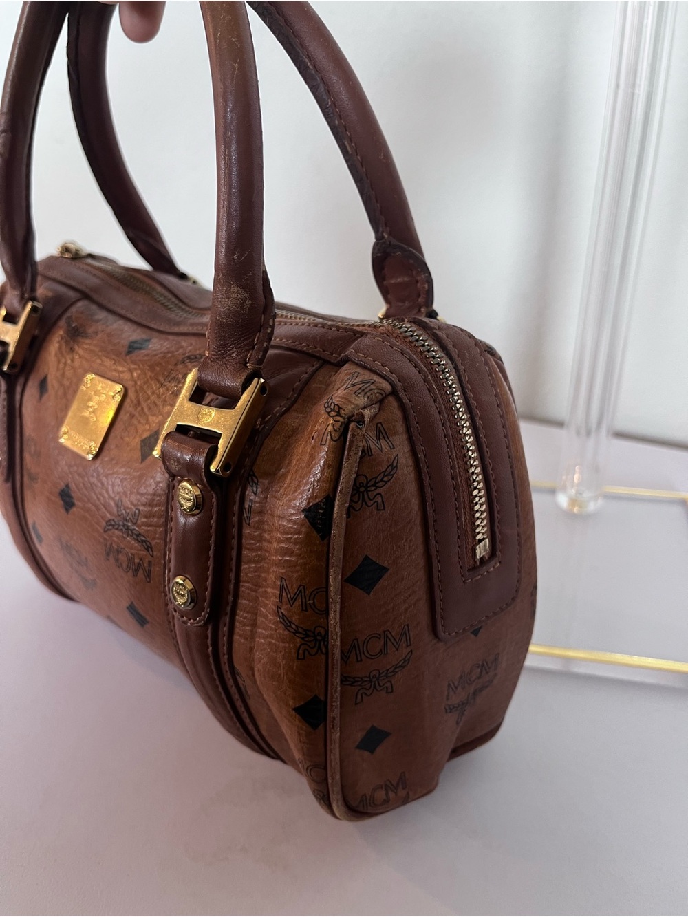 MCM SMALL COGNAC VISETOS BOSTON BAG. - Picture 2 of 13